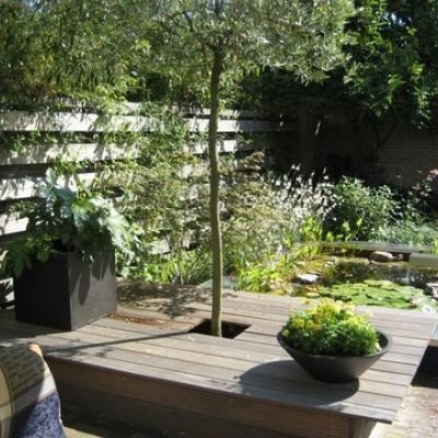 blauwe kleine achtertuin in Kaatsheuvel 